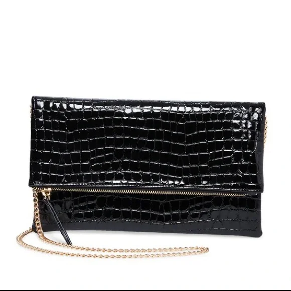 STEVE MADDEN - BPROTECT Crocodile Fold Over Purse Clutch - Picture 7 of 11
